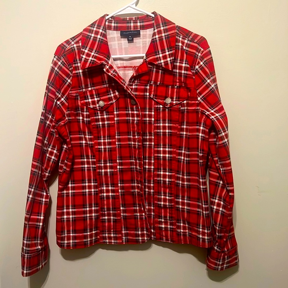 Like new charter club plaid light weight jacket.